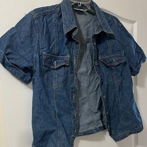 Bill Blass Dark Blue Denim Button Down Shirt